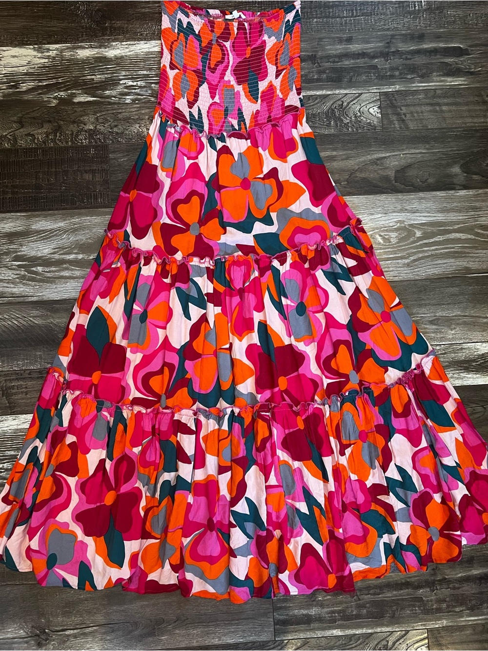 Anthropologie Abel the Label Strapless Maxi Dress Floral Size L